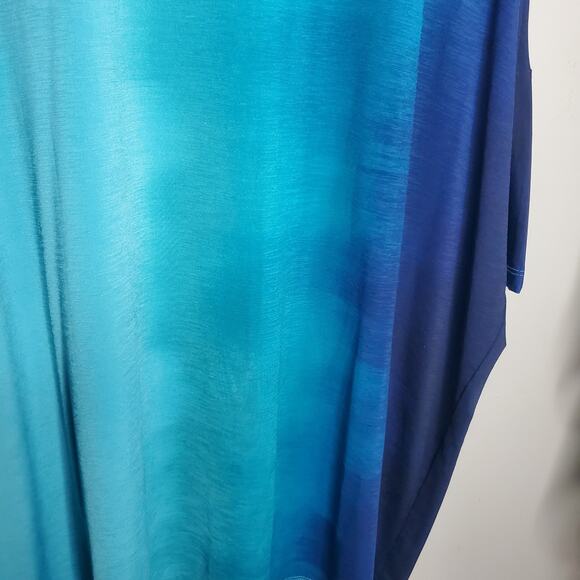 Clara Sun Woo Women's Size Large Light Dark Blue Ombre Half Sleeve Top Flowy - Picture 7 of 12